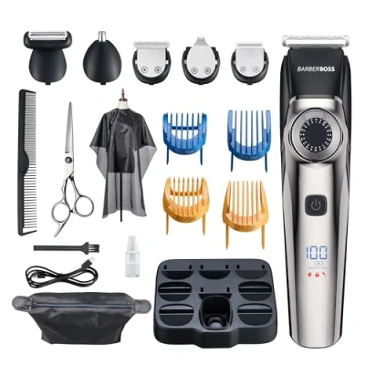 Abbildung von Barberboss Bartschneider Männer, Haarschneidemaschinen Schnurlose Herren Pflegesets, Trimmer für Wasserdicht, Nasentrimmer Männer QR 6089