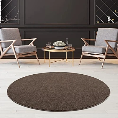 Abbildung von Teppich Lotus, Jimri, Rund, Einfarbig, Kurzflor, Wohnzimmer Teppich, Läufer