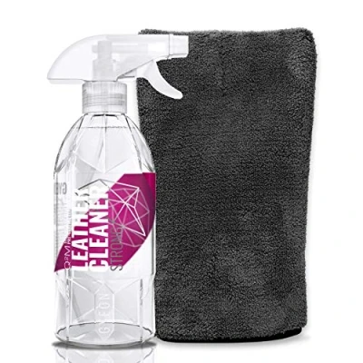 Abbildung von detailmate Innenraumreiniger Set: Gyeon Leather Cleaner Strong 500ml + Mikrofaser Präzisionshandschuh 1000GSM