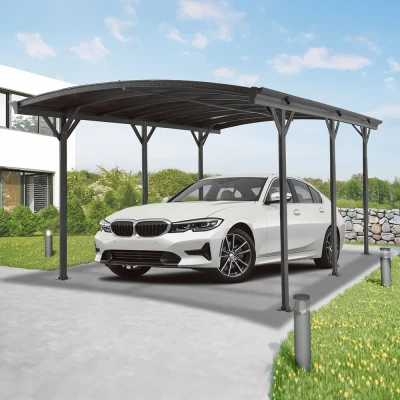 Abbildung von HOME DELUXE Einzelcarport Carport FALO, 240 cm Einfahrtshöhe, (inkl. Regenrinnen &amp; Doppelstegplatten), UV Schutz, Korrosionsbeständig I Aluminium Überdachung für Autos