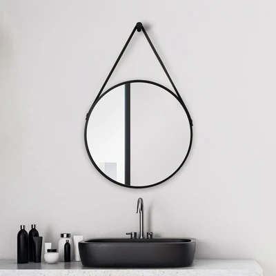 Abbildung von Talos Badspiegel Black Style, Durchmesser: 50 cm, mattschwarz lackiert