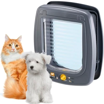 Abbildung von Ferplast Katzenklappe, Hundeklappe, katzenklappe große katzen, Kleine Hundetür, 4 wege steuerbarer Ein und Ausgang, Pendeltür mit Schutz vor Zugluft, SWING 9 Haustierklappe, Grau