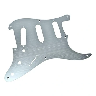 Abbildung von KAISH 8 Löcher Metall Aluminium eloxiert Vintage Stil ST/Strat SSS Pickguard Gitarre Pick Guard Schlagbrett für USA/Mexiko Stratocaster/Strat Silber