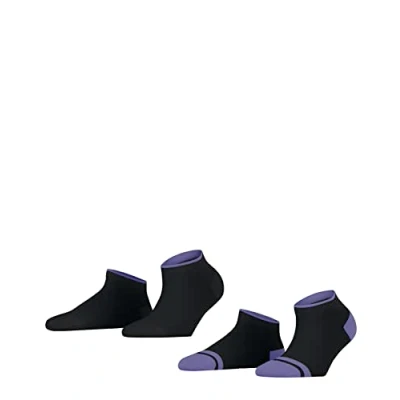 Abbildung von ESPRIT Damen Sneakersocken Mesh Stripe 2 Pack W SN Baumwolle kurz einfarbig Paar, Schwarz (Black 3000), 39 42