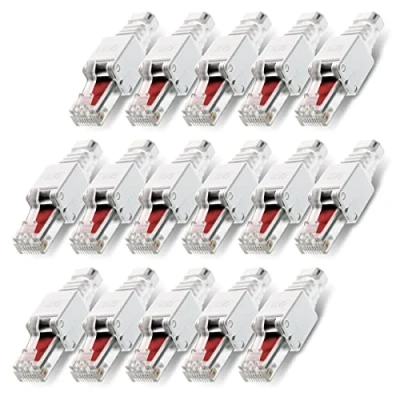 Abbildung von 16 Stück Netzwerkstecker werkzeuglos RJ45 CAT6 LAN UTP Kabel Stecker ohne Werkzeug werkzeugfrei CAT5 CAT7 Verlegekabel Patchkabel Netzwerkkabel Toolless Modular Plug Connector Crimpstecker