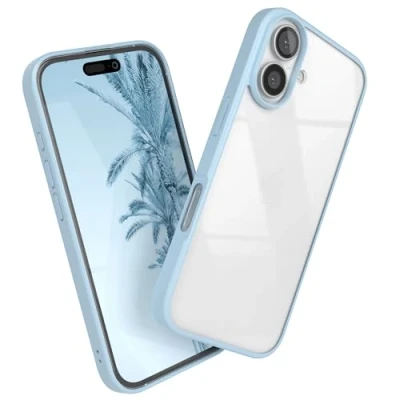 Abbildung von EAZY Case Hülle für iPhone 16, Handyhülle mit Ultra Aufprallschutz, Stoßfest und Kratzfest, dünne Schutzhülle Kameraschutz, Silikon Cover Clear Hybrid Handy Hell Blau Bumper
