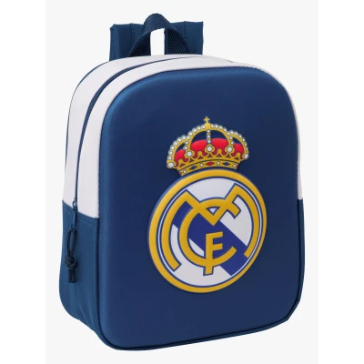 Abbildung von Safta Real Madrid 3D Kindergartenrucksack 3D, anpassbar an den Wagen, einfache Reinigung, ideal für Kinder verschiedener Altersgruppen, bequem und vielseitig, Qualität Widerstandsfähigkeit, 22 x