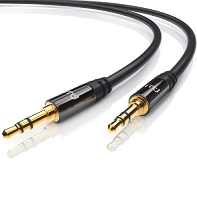 Abbildung von CSL 5m Audio AUX Klinkenkabel Verbindungskabel für Eingänge Voll Metallstecker passgenau 3.5mm Stecker auf 3,5mm Audiokabel HQ Premium Series