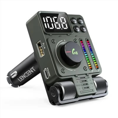 Abbildung von LENCENT Bluetooth 5,3 Auto FM Transmitter,Bluetooth Transmitter Adapter, Unterstützt PD30W Schnellladung Zigarettenanzünder Autoladegerät, Freisprechen, Siri Google Assistant