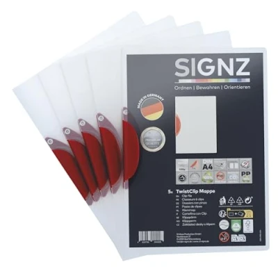Abbildung von SIGNZ Klemmhefter TwistClip, DIN A4, 5 Stück, Für bis zu 30 Blatt, CO2 neutral hergestellt, made in Germany