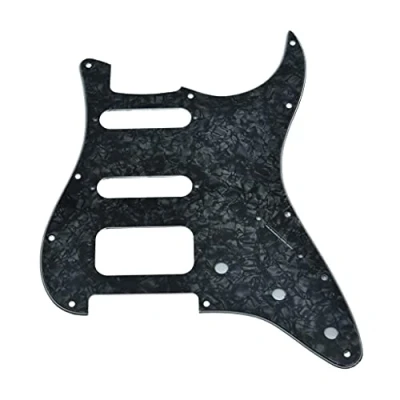 Abbildung von KAISH Northwest Guitars Pickguard für Stratocaster, 11 Löcher, 3 Schrauben, runde Ecken, Humbucking, Tonabnehmer, Halterung, passend American Fender Strat, Black Pearl