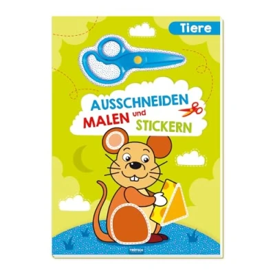Abbildung von Trötsch Bastelbuch mit Schere Ausschneiden, Malen und Stickern Tiere: Bastelheft Beschäftigungsbuch