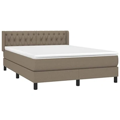 Abbildung von vidaXL Boxspringbett mit Matratze Polsterbett Bett Bettgestell Doppelbett Bettrahmen Lattenrost Hotelbett Schlafzimmerbett Taupe 140x190cm Stoff