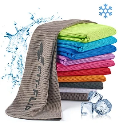 Abbildung von Fit Flip Kühlendes Handtuch Ice Cooling Towel und mikrofaser Kühltuch kühlende Handtücher für Nacken Hals Airflip cool Fitness Sport Kühlhandtuch (grau, 100x30cm)