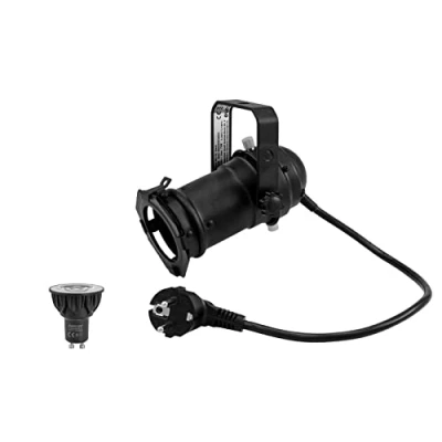 Abbildung von EUROLITE Set PAR 16 Spot sw + GU 10 230V COB 5W LED 1800 3000K dim2warm Gehäuse mit Sockel inklusive Lampe moderner Dim to Warm Funktion