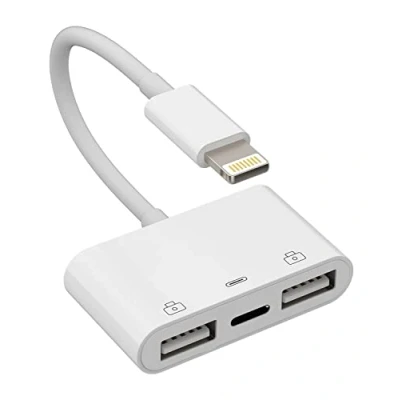Abbildung von für Apple zertifizierter Lightning Stecker auf USB Buchse Adapter OTG und Ladekabel iPhone 11 12 13 14 Pro Max 7 8Plus iPad Air A Kamera Memory Stick Flash Laufwerk Kabelkonverter Ladesplitter