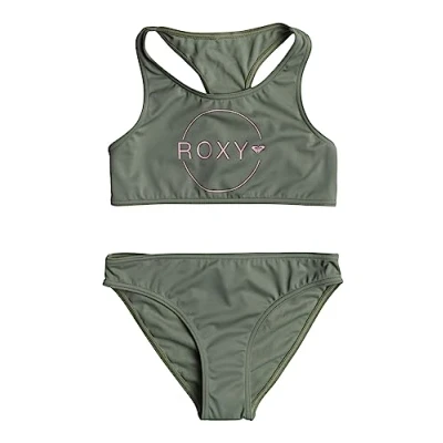 Abbildung von Roxy Basic Active CROP SET Bikini für Kinder, Größe: 116, Agave green