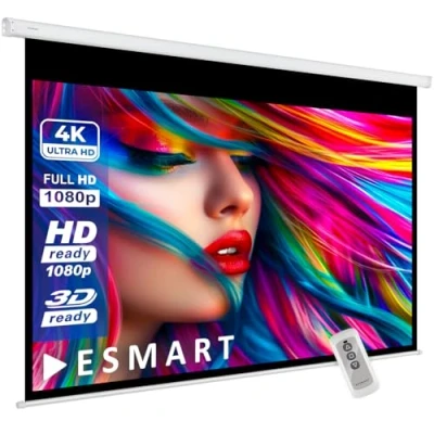 Abbildung von ESMART Economy EXM Motor Leinwand 237 cm Bild 200 x 113 (90&quot;) Format 16:9 Fernbedienung Heimkino elektrische Beamer Projektionsleinwand LCD