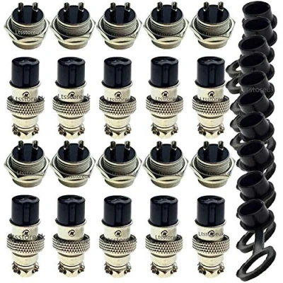 Abbildung von Aviation Connector 2 Pin, Ltsstoreuk 30Pcs GX16 16MM 2Pin Thread männlich weiblich Wire Panel Metall Stecker 5A 200V kreisförmig Chassis Mount Buchse mit Kappen Mehrweg