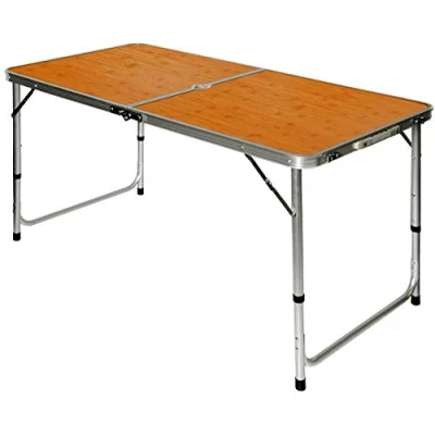Abbildung von AMANKA Campingtisch 120x60cm Alu Klapptisch Picknicktisch faltbar höhenverstallbar Bambus Optik