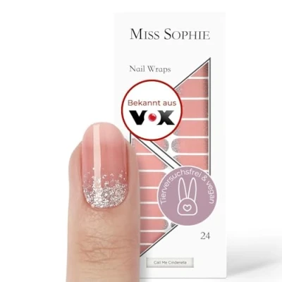 Abbildung von Original Miss Sophie Nagelfolien Call Me Cinderella I 24 ultra dünne Nagellack Streifen mit Glitzer Für Finger &amp; Fußnägel Hält auf Natur sowie lackierten, Acryl , Gel Shellac Nägeln