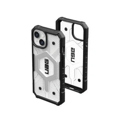 Abbildung von URBAN ARMOR GEAR Pathfinder Hülle kompatibel mit Apple iPhone 15 Plus Case [Wireless Charging/Magnetisches Aufladen kompatibel, Fallschutz nach Militärstandard] Ice (transparent)