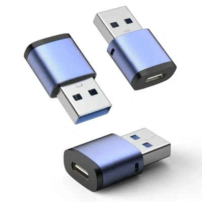 Abbildung von MoKo USB auf C Adapter 3 Stück, 5Gbps Buchse 3.0 Stecker Typ Kabel Ladegerät Konverter Kompatibel mit iPhone 16 15 14 13, Apple Watch 10 9 8 7, AirPods 4, CarPlay