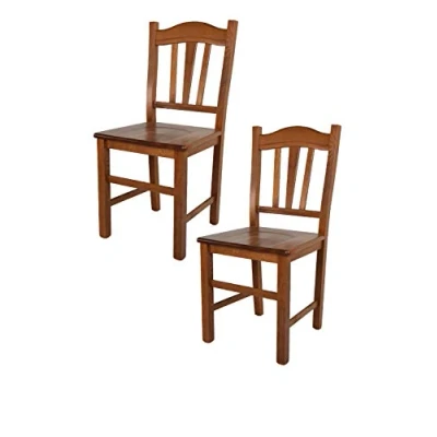 Abbildung von t m c s Tommychairs 2er Set Stühle Silvana für Küche und Esszimmer, Robuste Struktur aus Buchenholz, in der Farbe Helles Nussbraun lackiert Sitzfläche Holz