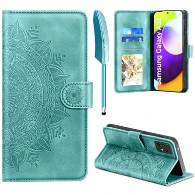 Abbildung von Handyhülle für Samsung Galaxy A52S 5G/A52 4G/5G, Hülle 5G Lederhülle Flip PU Leder Case Kartenfach Magnet Ständer Klapphülle Schutzhülle A52 /A52S, Grün