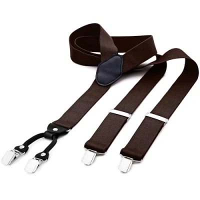 Abbildung von DonDon Hosenträger DonDon® Herren breit 4 Clips mit Leder in Y Form elastisch (1 St) Form, verstellbar Clipverschluß,