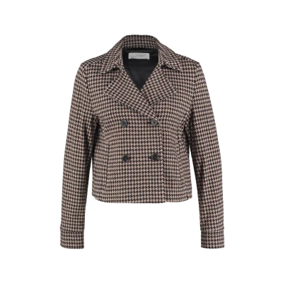 Abbildung von Gerry Weber Blazer, Damen, Größe: 46, Camel schwarz hahnentritt