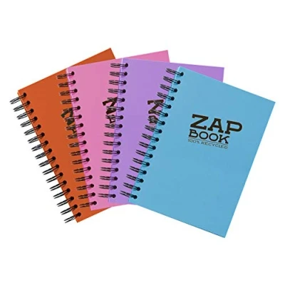 Abbildung von Clairefontaine 8359C Packung mit 5 Zeichenheften ZAP Books Doppelspiralbindung im Hochformat BOOK, DIN A5, 160 Blatt, 80g, blanko, Sortierung gemischt, 1 Pack