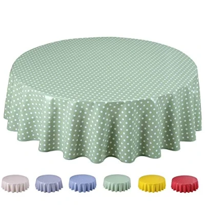 Abbildung von Wachstuch Tischdecke Abwaschbar Rund 160cm Kleine Tupfen Salbeigrün