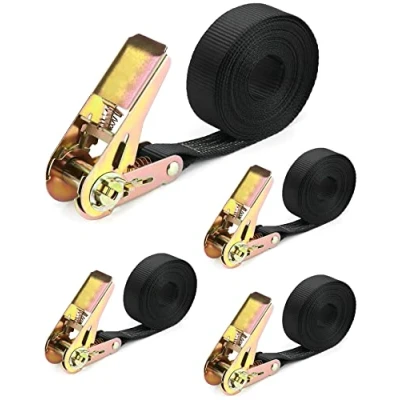 Abbildung von QWORK 4 Stück spanngurte mit ratsche,zurrgurte ratsche, 6 m x 25 mm, für Motorrad, Auto, Anhänger, Zuhause