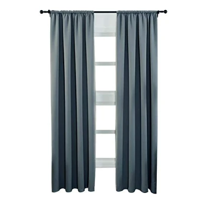Abbildung von WOLTU 2er Set Gardinen Vorhang Blickdicht Kräuselband für Schiene, 250 g/m² Schwere Verdunklungsvorhänge Thermovorhang kälteschutz lichtdicht Wohnzimmer Kinderzimmer, 135x245 cm Schiefer Grau