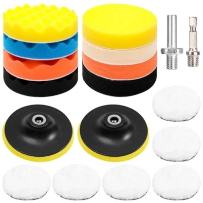 Abbildung von 125mm Polierschwämme Pads,18 Stück Polier set,Auto Polierpads,Auto Schwämme Pads Polieraufsatz,Auto Polieren für Akkuschrauber,Poliermaschine,Polierauflage,Bohrmaschine Polieren,Schleifen,Wachsen