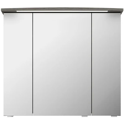 Abbildung von Saphir Badezimmerspiegelschrank &quot;Serie 4010 Badezimmer Spiegelschrank inkl. LED Beleuchtung im Kranz&quot;, Badschrank 82 cm breit, 3 Türen, 6 Glas Einlegeböden, inkl Türdämpfer