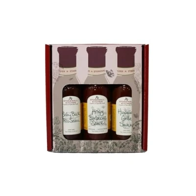 Abbildung von Stonewall Kitchen Grilling &amp; Barbecue Geschenkset Mit Baby Back Rib, Honey und Hawaiian Grille Sauce, ideal für Chicken Wings, Burger Ribs