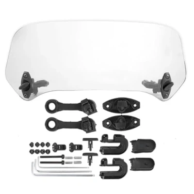 Abbildung von Windschild Motorrad Universal Spoiler, Windabweiser Aufsatz Motorcycle Scheiben Modified Spoiler Air Deflector Verstellbares Kunststoff (Transparent Klein)
