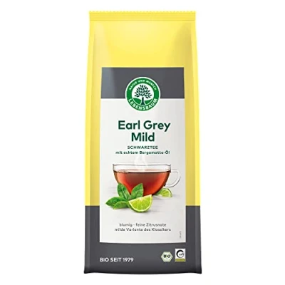 Abbildung von Lebensbaum Schwarztee Earl Grey Mild, milder Bio Schwarztee, aromatischer Schwarzer Tee mit feinem Bergamotte und Zitronen Aroma, loser Tee, 250g