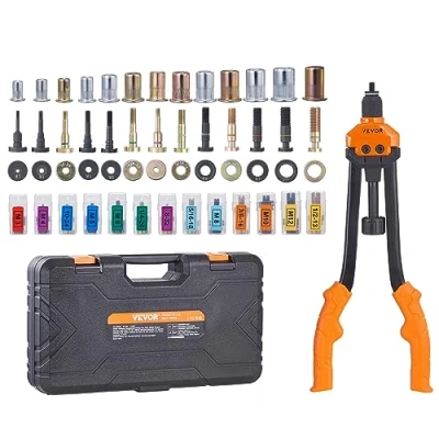 Abbildung von VEVOR Nietmutternzange Set Blindnietmutternzange 410 mm, Nietenzange 13 Sätze von Muttern &amp; Dornen, Nietmutterwerkzeug M3 M4 M5 M6 M8 M10 M12 Profi Handnietzange, Nietmaschine Gewinde Nieten