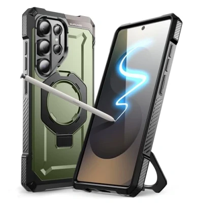 Abbildung von SupCase für Samsung Galaxy S25 Ultra Hülle mit Ständer, Slim Schutzhülle Case (Unicorn Beetle Grip) S Pen Friendlich [Kompatibel MagSafe] Magnetisch Handyhülle Backcover (Grün)