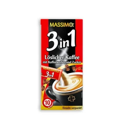 Abbildung von Massimo 3in1 160 Sticks, 16 x 10 Sticks à 18 g, Löslicher Kaffee mit Kaffeeweißer und Zucker, Instantkaffee in Sachets 8% löslichem Bohnenkaffee, Vorratspackung