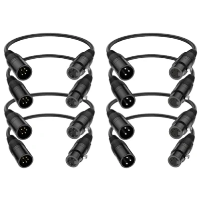 Abbildung von J&amp;D XLR Kabel, Stecker 3 Polig auf Buchse 5 &amp; Poliges Audiokabel, 8er Pack DMX Beleuchtungskabel, 30 cm