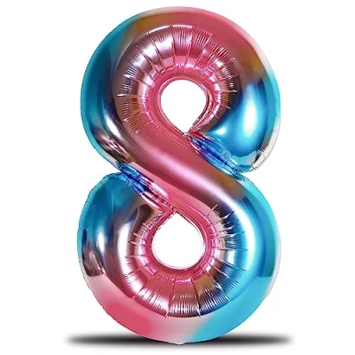 Abbildung von envami® Luftballon Geburtstag XXL Regenbogen Rainbow Riesen Folienballon in 40&quot; 101cm Geburtstagsdeko Ballon Zahl Deko zum fliegt mit Helium (Zahl 8)