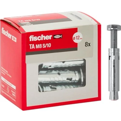 Abbildung von Fischer 8 Stück Stahldübel TA M8 mit Sechskantschraube, Dübeldurchmesser 12 mm, Expansionsschrauben, 71253