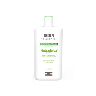 Abbildung von ISDIN Nutradeica Anti Schuppen Shampoo (400ml) reduziert überschüssiges Sebum lindert Juckreiz und