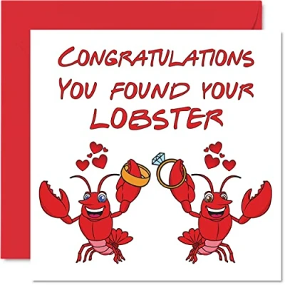 Abbildung von Stuff4 Verlobungskarten für Paare You Found Your Lobster Glückwunsch Happy Engagement Geschenke, Congrats Well Done Karte, 145 mm x Hochzeit Grußkarte Verlobte