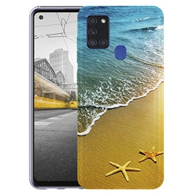 Abbildung von KX Mobile Hülle für Samsung A21s Handyhülle Motiv 1506 Strand Meer Sonne Urlaub Premium Silikonhülle SchutzHülle Softcase HandyCover Galaxy