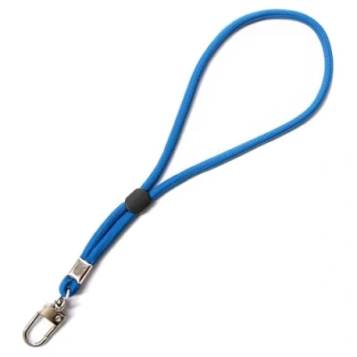 Abbildung von trage.band® kurzes verstellbares Handgelenk Trageband mit Karabinerhaken, blau